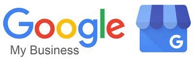 Google My Business logo with colorful Google text and a blue storefront icon