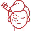 Icon showing a person receiving a facial injection treatment.