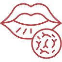 Dry and cracked skin icon near lips
