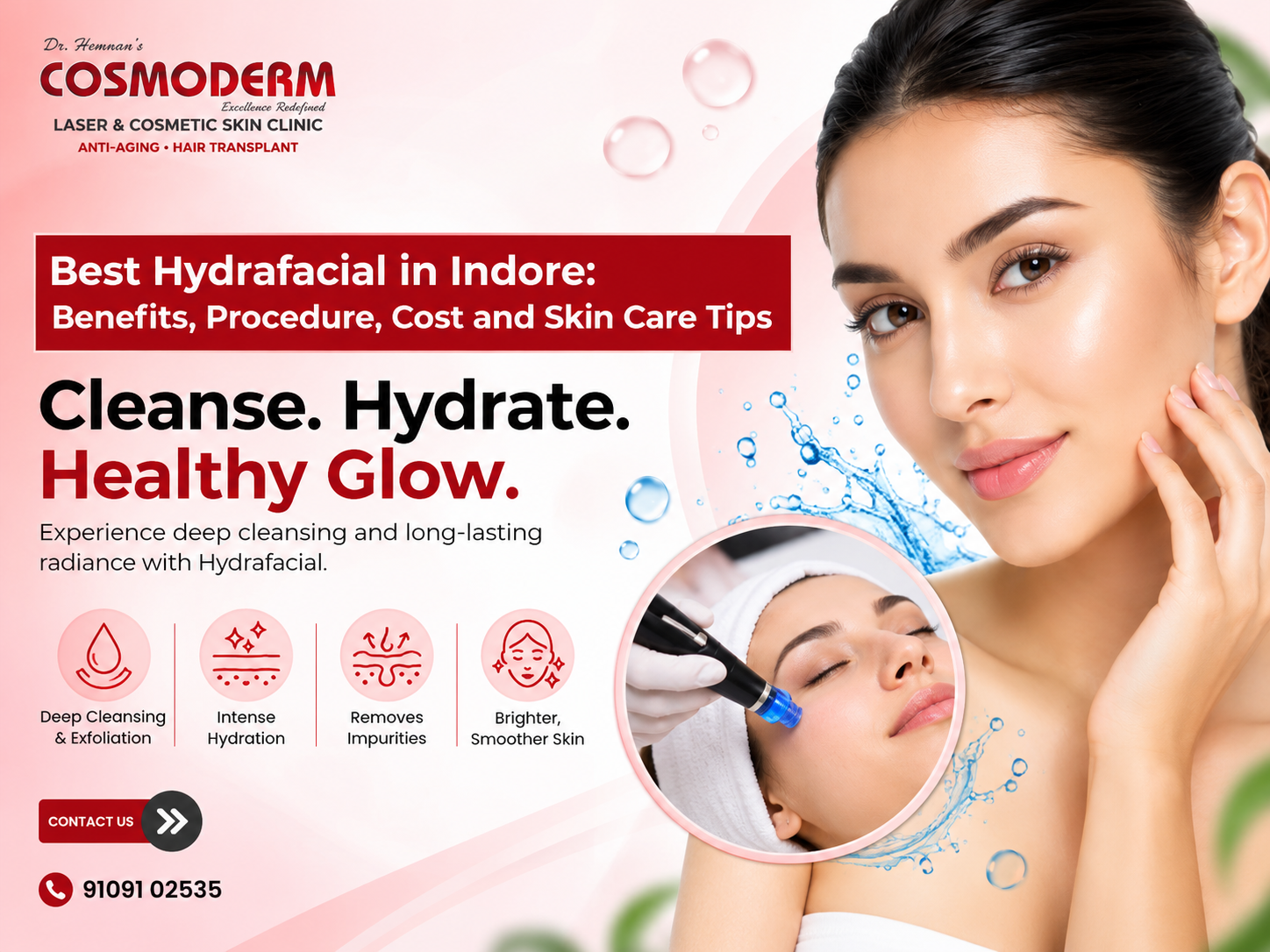 Best Hydrafacial in Indore for deep cleansing, hydration, and glowing skin at Cosmoderm