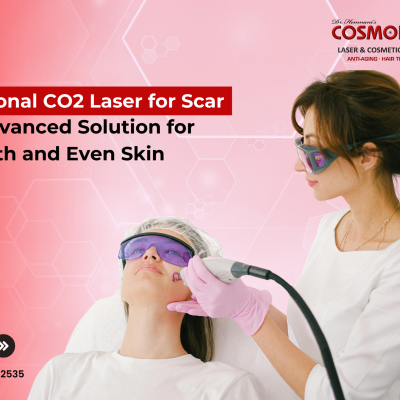 Advanced Fractional CO2 laser treatment used to reduce acne scars and improve skin texture at Cosmoderm Laser & Cosmetic Skin Clinic, Indore.